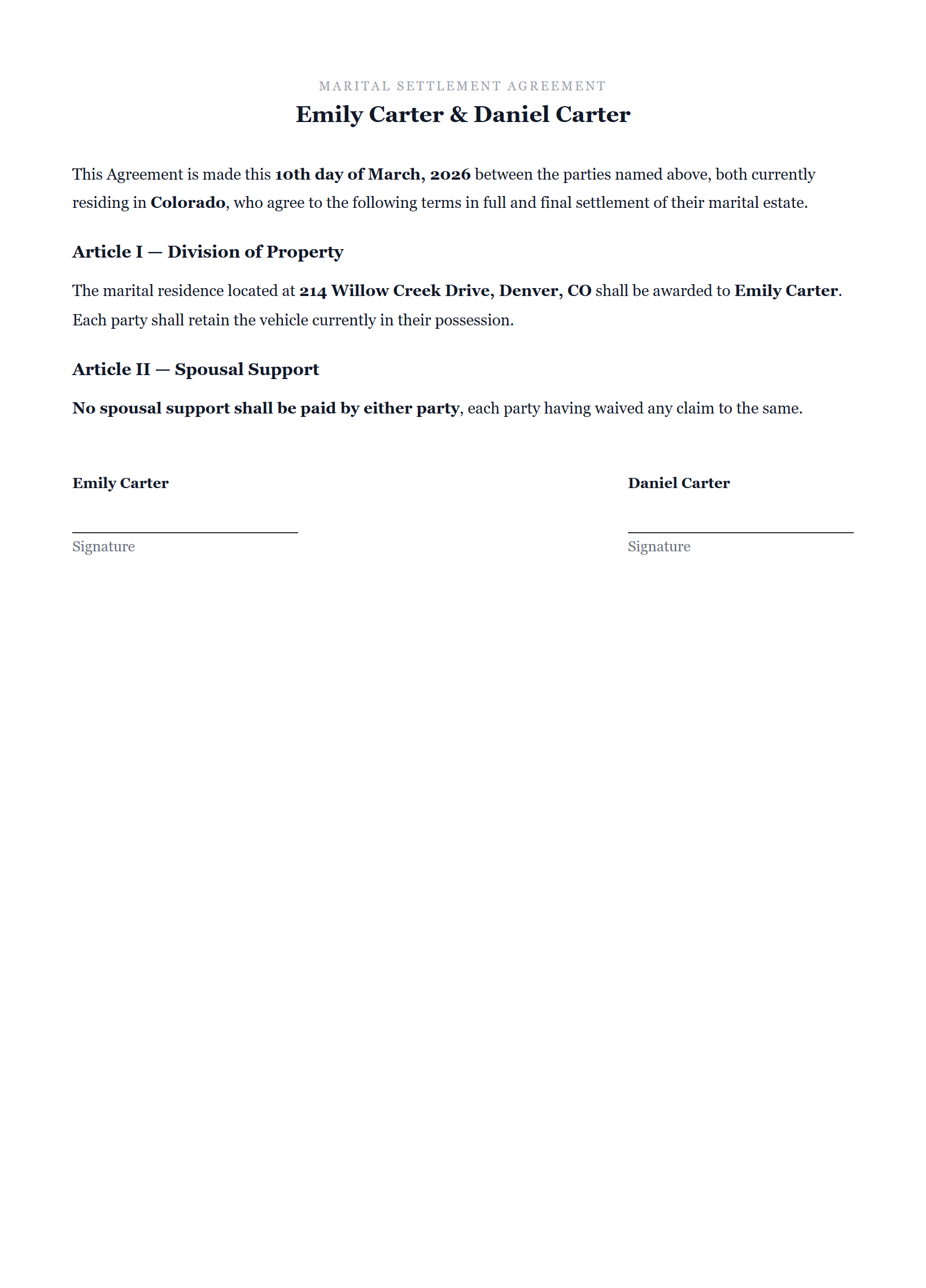Clean printed page — ready for signatures