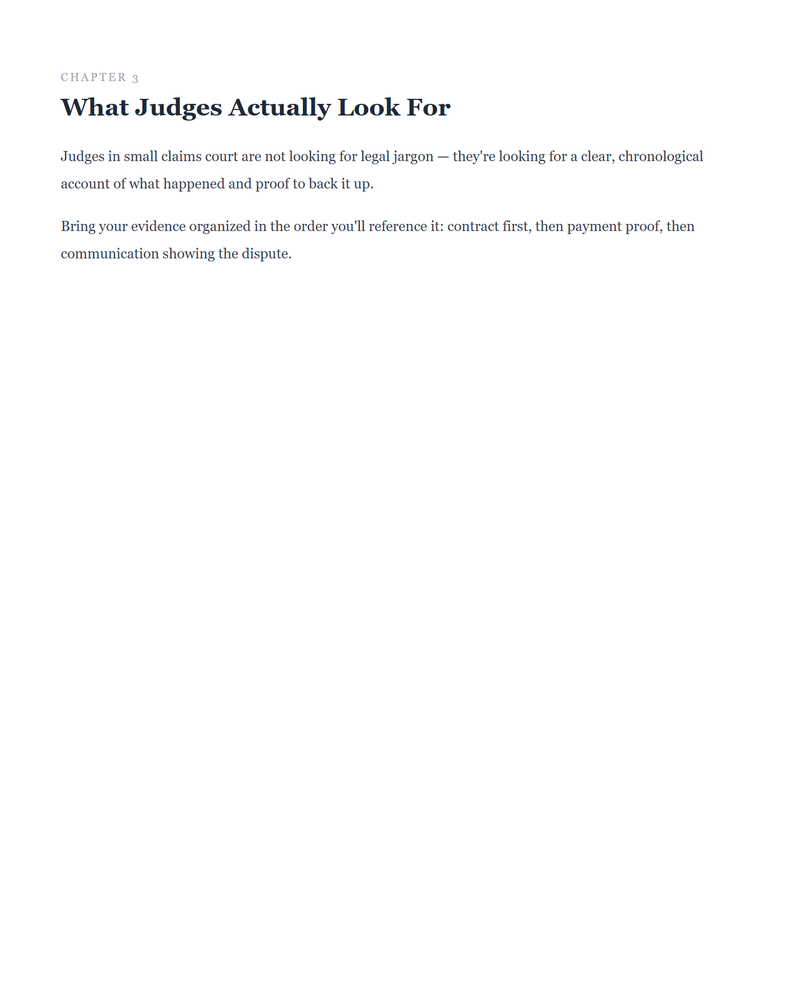 Sample page — Chapter 3: What Judges Actually Look For